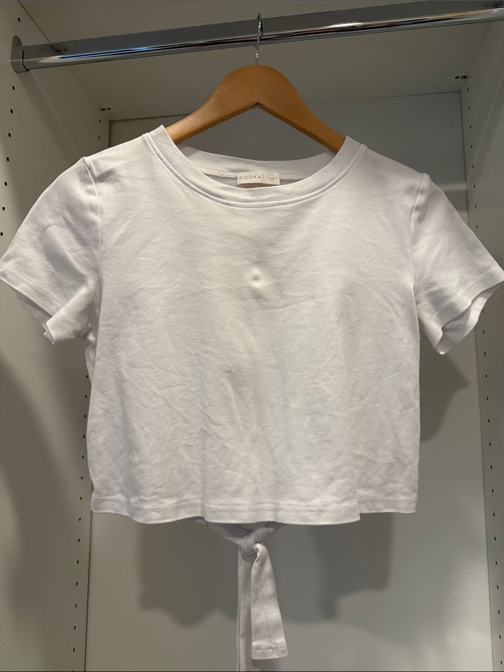 Kookai White Tie-Front Cropped Tee Top